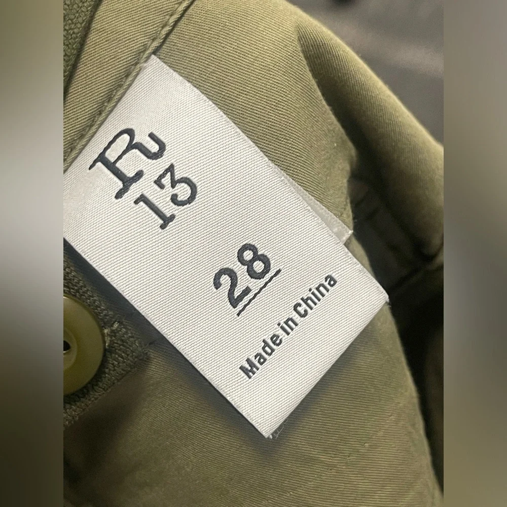 R13 harem cargo drop crotch jean denim Pant - Olive. SIZE 28 - Picture 11 of 14